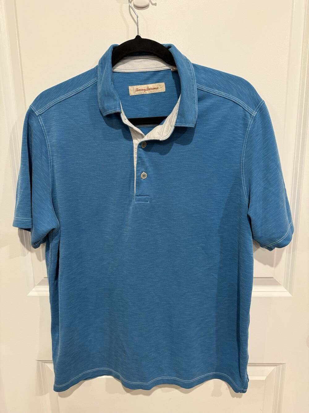 Tommy Bahama Lightweight Polo Shirt Mens Medium Blue Tropical Modal Travel